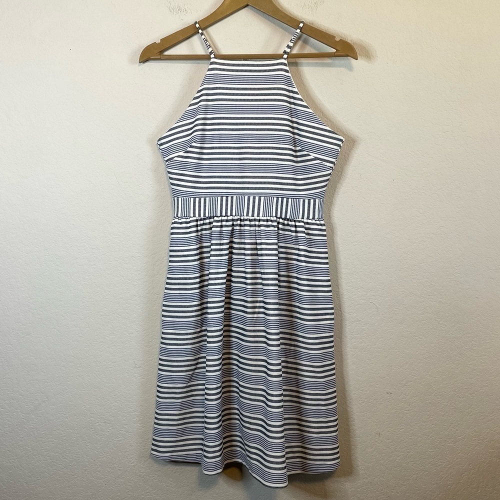 NWT Banana Republic Womens Blue White Stripe A-Line Dress with Pockets Size 2P
